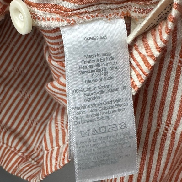 Madewell Puff-Sleeve Button-Front Crop Top in Embroidered Stripe XS - Picture 8 of 8